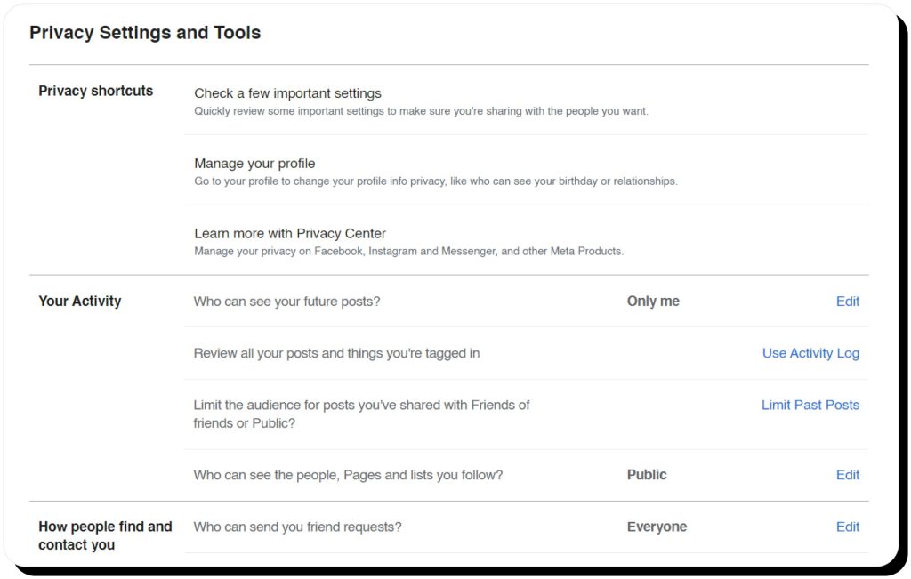 privacy settings on social media
