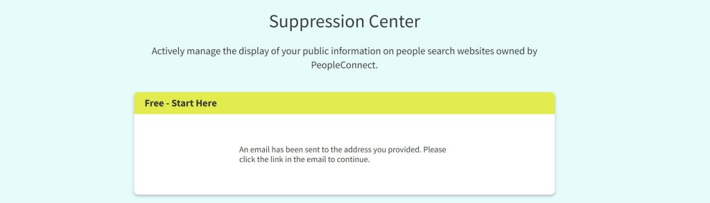 TruthFinder an email has been sent to the address you provided.