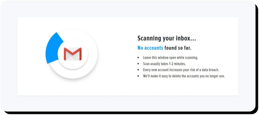 BrandYourself scanning your inbox no account found so far